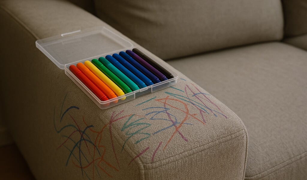 Taches de feutre sur canapé